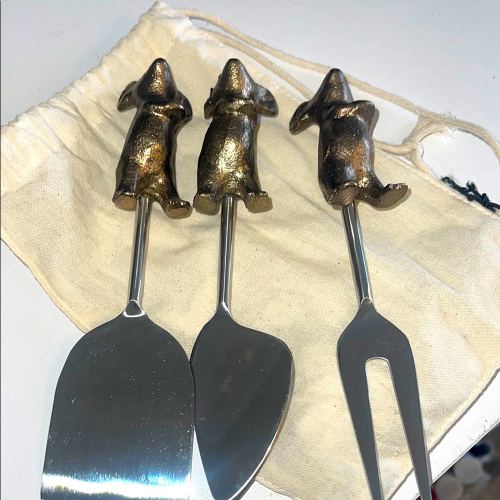 Gold iron mice Handle Cheese Knife Set